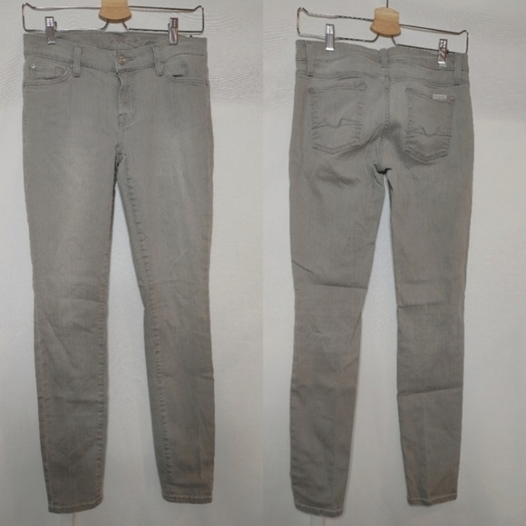 Seven for all Mankind 7FAM Gwenevere Light Gray 27 Mid Rise Skinny Slim Jeans - Picture 1 of 7